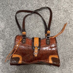 Stylish Brown Embossed Shoulder Bag